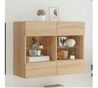 Vidaxl Meuble Tv Mural Avec Lumières Led Chêne Sonoma 78,5x30x60,5 Cm Multicolore