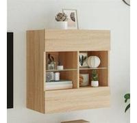 Vidaxl Meuble Tv Mural Avec Lumières Led Chêne Sonoma 58,5x30x60,5 Cm Multicolore