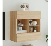 vidaXL Meuble TV mural 837094 - Chêne Sonoma 58,5x30x60,5 cm avec lumières LED