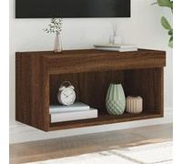 vidaXL Meuble TV avec Lumières LED, Armoire de Télévision Murale avec Rangement, Meuble Télé Suspendu Salon, Moderne, Chêne Marron Bois d'Ingénierie