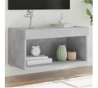 vidaXL Meuble TV avec Lumières LED, Armoire de Télévision Murale avec Rangement, Meuble Télé Suspendu Salon, Moderne, Gris 837133