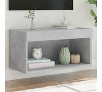 vidaXL Meuble TV avec Lumières LED, Armoire de Télévision Murale avec Rangement, Meuble Télé Suspendu Salon, Moderne, Gris Béton Bois d'Ingénierie Gris G