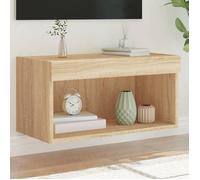vidaXL Meuble TV avec Lumières LED, Armoire de Télévision Murale avec Rangement, Meuble Télé Suspendu Salon, Moderne, Chêne 837131