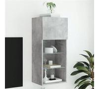 vidaXL Meuble TV 837049 – Mural suspendu avec lumières LED et rangement, Gris béton
