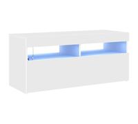 vidaXL Meuble TV avec lumières LED Blanc 90x35x40 cm