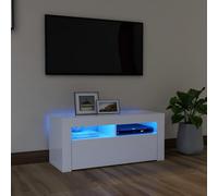 Vidaxl Meuble Tv Avec Lumières Led Blanc 90x35x40 Cm Blanc