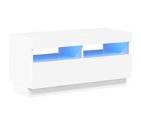 vidaXL Meuble TV avec lumières LED Blanc Brillant 80x35x40 cm