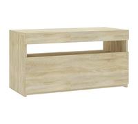 vidaXL Meuble TV avec Lumières LED Centre de Divertissement Meuble Média Armoire Stéréo Meuble de Salle de Séjour Intérieur Chêne Sonoma 75x35x40 cm