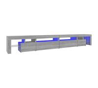 vidaXL Meuble TV avec Lumières LED Centre de Divertissement Rangement Meuble Média Meuble de Salon Salle de Séjour Maison Sonoma Gris 290x36,5x40 cm