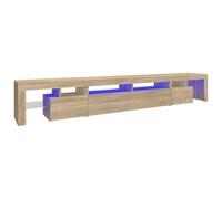 vidaXL Meuble TV Chêne Sonoma avec lumières LED 260x36,5x40 cm