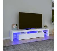 vidaXL Meuble TV Centre de divertissement 3152810 avec lumières LED, rangement, Blanc 200x36,5x40 cm