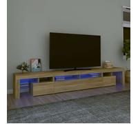 vidaXL Meuble TV Chêne Sonoma avec lumières LED 260x36,5x40 cm