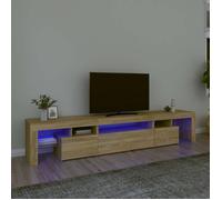 vidaXL – Meuble TV – Lot 3 pièces Chêne Sonoma – Bois contreplaqué, LED RGB – 215x36,5x40 cm