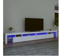 vidaXL Meuble TV centre de divertissement LED avec rangement Blanc 290x36,5x40 cm