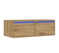 vidaXL Meuble TV avec lumières LED chêne Artisanal 75x35,5x25 cm, Meuble HiFi, Centre de Divertissement, Armoire TV, Meuble multimédia, Console TV