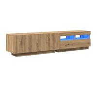 vidaXL Meuble TV Chêne artisanal en bois d'ingénierie avec lumières LED