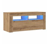 vidaXL Meuble TV avec lumières LED, chêne artisanal, bois d'ingénierie