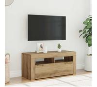 vidaXL Meuble TV avec lumières LED, chêne artisanal, bois d'ingénierie