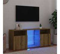 Vidaxl Meuble Tv Avec Lumières Led Chêne Artisanal Bois D'ingénierie Marron