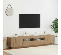 vidaXL Meuble TV avec lumières LED chêne artisanal bois d'ingénierie, support TV, buffet de télévision, meuble multimédia, 3329166
