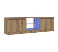 vidaXL Meuble TV avec lumières LED chêne Artisanal Bois d'ingénierie, Support TV, Meuble multimédia, Console TV, Meuble HiFi, Centre de Divertissement