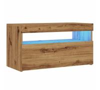 vidaXL Meuble TV Console TV chêne artisanal en bois d'ingénierie avec lumières LED
