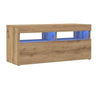 Vidaxl Meuble Tv Avec Lumières Led Chêne Artisanal Bois D'ingénierie Marron