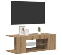 vidaXL Meuble TV avec lumières LED chêne Artisanal Bois d'ingénierie, Support TV, Meuble multimédia, Console TV, Meuble HiFi, Centre de Divertissement