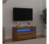 Vidaxl Meuble Tv Avec Lumières Led Chêne Artisanal Bois D'ingénierie Marron