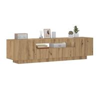 vidaXL Meuble TV avec lumières LED chêne artisanal bois d'ingénierie, support TV, meuble multimédia, console TV, meuble 856360