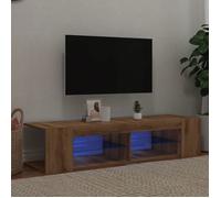 vidaXL Meuble TV avec lumières LED chêne artisanal bois d'ingénierie, support TV, meuble multimédia, console TV, meuble 856324
