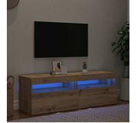 vidaXL Meuble TV chêne artisanal en bois d'ingénierie avec lumières LED Marron