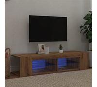 vidaXL Meuble TV avec lumières LED chêne artisanal bois d'ingénierie, support TV, meuble multimédia, console TV, meuble 856324 Marron G