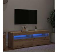 vidaXL Meuble TV chêne artisanal en bois d'ingénierie avec lumières LED Marron