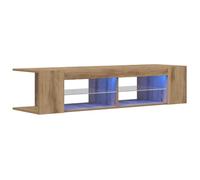 vidaXL Meuble TV avec lumières LED chêne Artisanal Bois d'ingénierie, Support TV, Meuble multimédia, Console TV, Meuble HiFi, Centre de Divertissement
