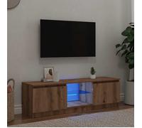 vidaXL Meuble TV avec lumières LED chêne artisanal bois d'ingénierie, support TV, meuble multimédia, console TV, meuble 856348