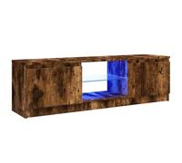 vidaXL Meuble TV avec lumières LED chêne fumé 120x30x35,5 cm