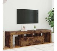 vidaXL Meuble TV avec lumières LED Chêne fumé 140x36,5x40 cm, support tv, armoire média, armoire hifi, unité tv, unité 822641