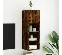 Vidaxl Meuble Tv Avec Lumières Led Chêne Fumé 30,5x30x90 Cm Multicolore