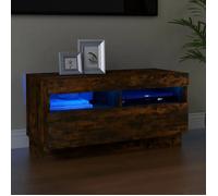 vidaXL Meuble TV 815723 – avec lumières LED chêne fumé 80x35x40 cm
