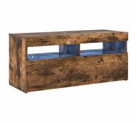 vidaXL Meuble TV avec lumières LED Chêne fumé 90x35x40 cm