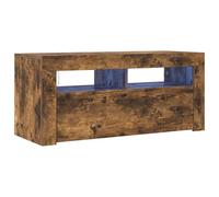vidaXL Meuble TV avec lumières LED Chêne fumé 90x35x40 cm, support TV, armoire média, armoire hifi, unité TV, unité média, 822721