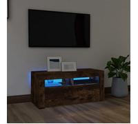 vidaXL Meuble TV avec lumières LED Chêne fumé 90x35x40 cm, support TV, armoire média, armoire hifi, unité TV, unité média, 822721
