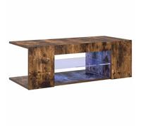 vidaXL Meuble TV avec lumières LED Chêne fumé 90x39x30 cm