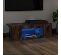 vidaXL Meuble TV avec lumières LED Chêne fumé 90x39x30 cm, support tv, armoire média, armoire hifi, unité tv, unité média, 822665