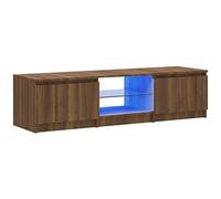 vidaXL Meuble TV avec lumières LED Chêne Marron 140x40x35,5 cm, Support TV, Armoire média, Armoire HiFi, unité TV, unité média, Armoire latérale
