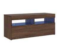 vidaXL Meuble TV avec lumières LED Chêne Marron 90x35x40 cm