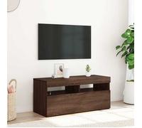 vidaXL Meuble TV avec lumières LED Chêne marron 90x35x40 cm, meuble TV avec lumière LED, support tv, armoire média, meuble 815677