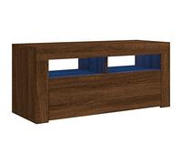 vidaXL Meuble TV avec lumières LED Chêne Marron 90x35x40 cm, Support TV, Armoire média, Armoire HiFi, unité TV, unité média, Armoire latérale, Buffet