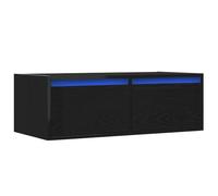 vidaXL Meuble TV avec lumières LED chêne noir 75x35,5x25 cm, meuble hifi, centre de divertissement, armoire TV, meuble 860230 Noir